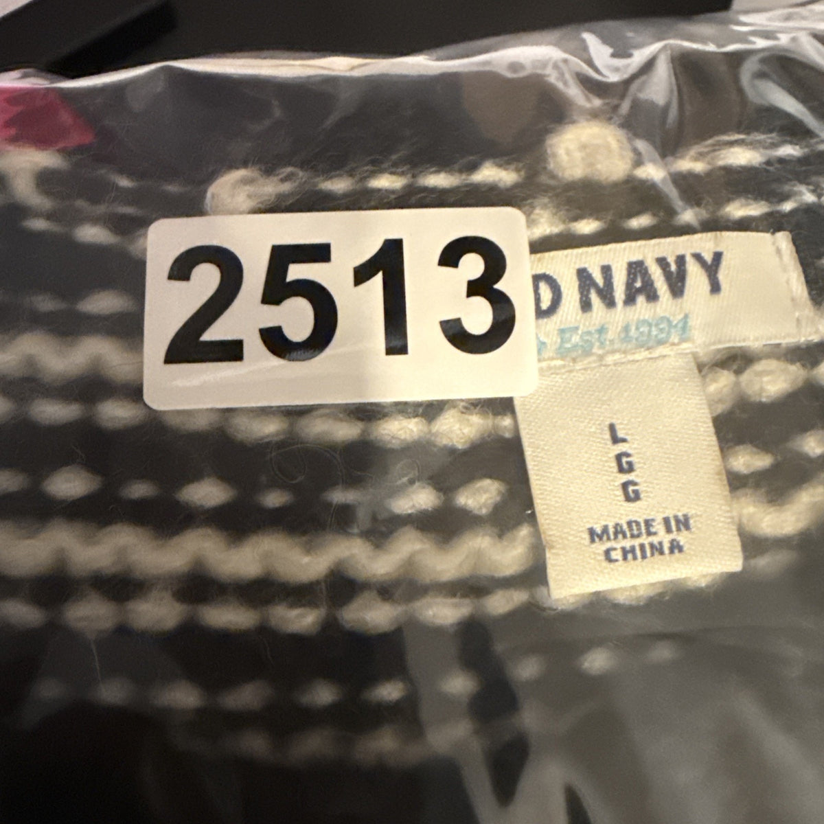 Old Navy Black White Striped Wool Blend Knit Sweater Womens L Cozy Pullover