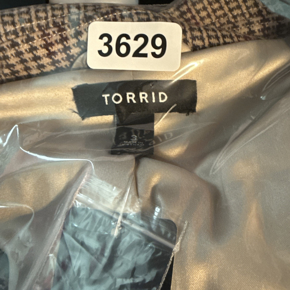 Torrid 3X Plaid Blazer Pink Taupe Houndstooth One Button Career Jacket NWT