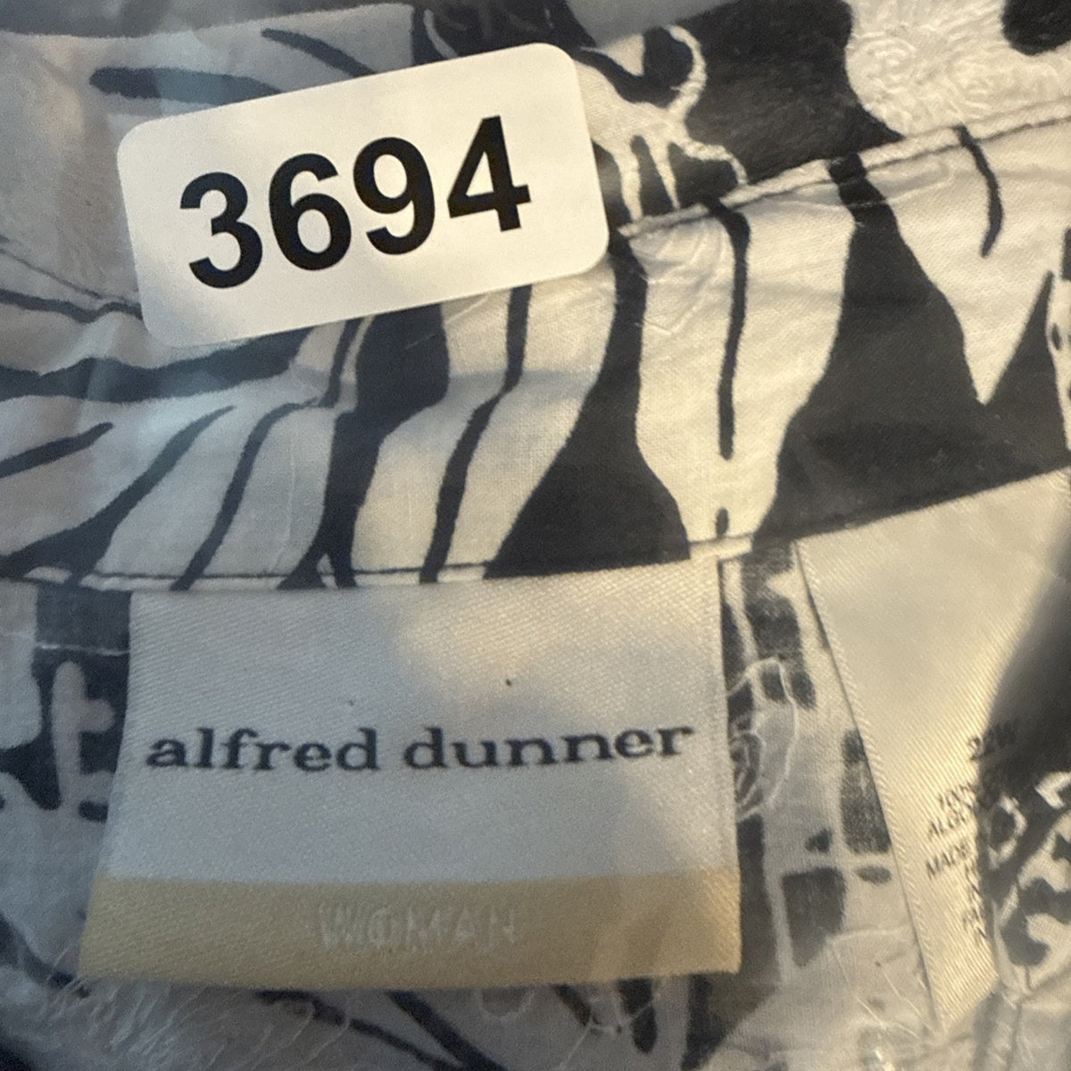 Alfred Dunner Black White Blue Button Up Women's Blouse Size 22W
