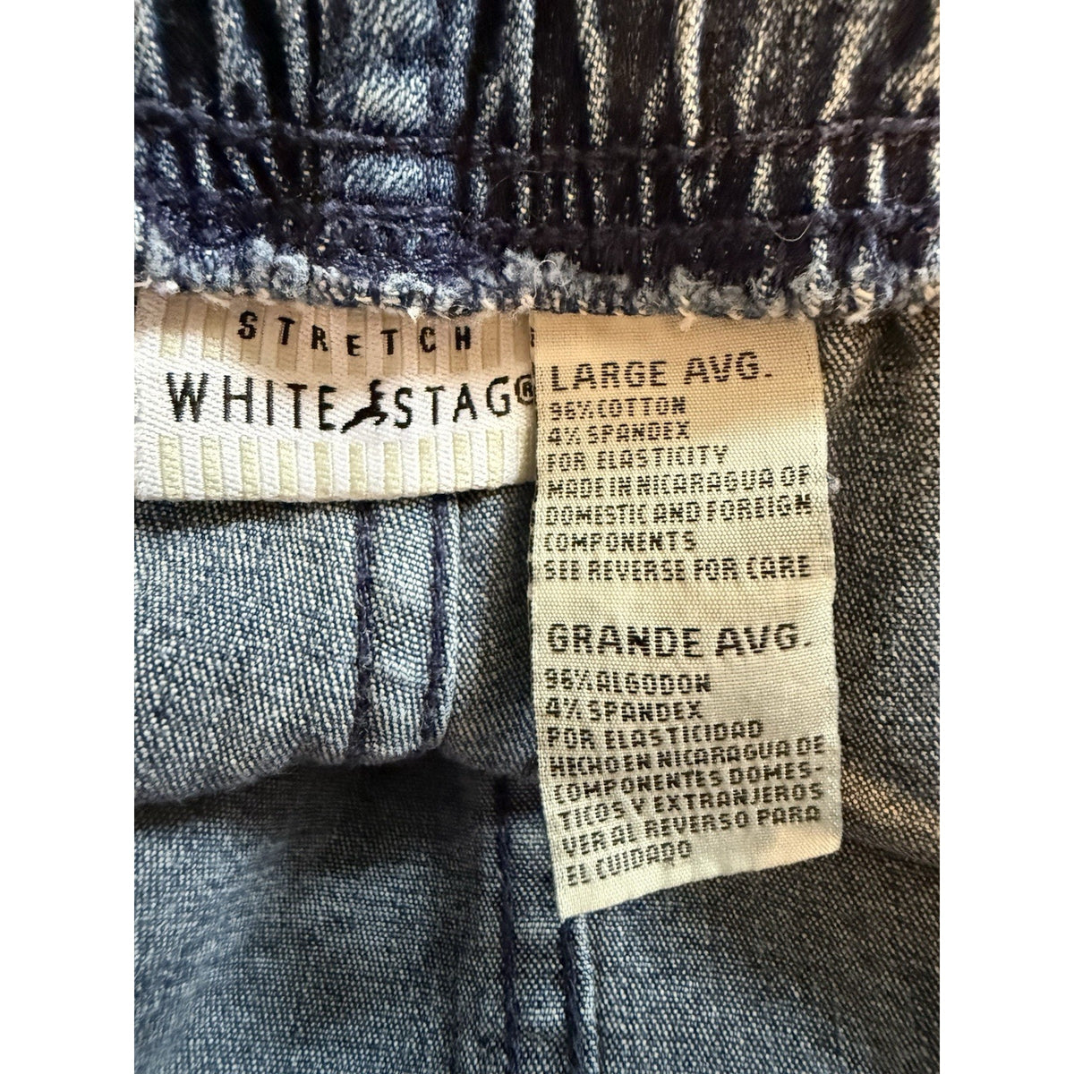 White Stag Pull On Denim Jeans Straight Leg Elastic Waist Womens Large Average