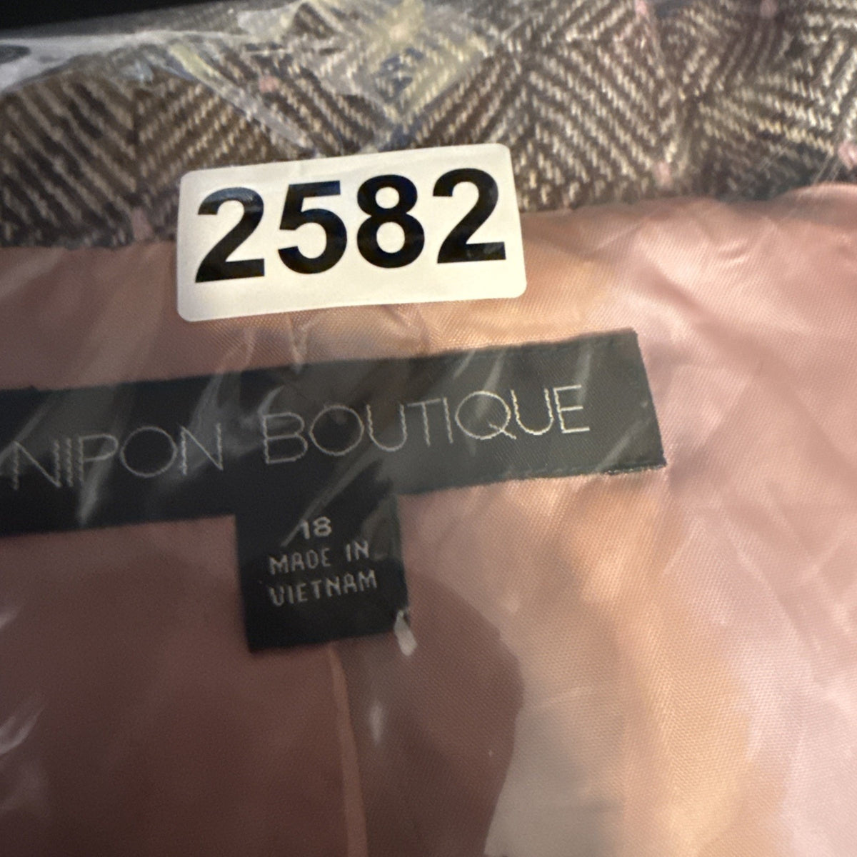 Nipon Boutique Women’s Wool Blend Blazer Jacket Brown Pink Lined Size 18