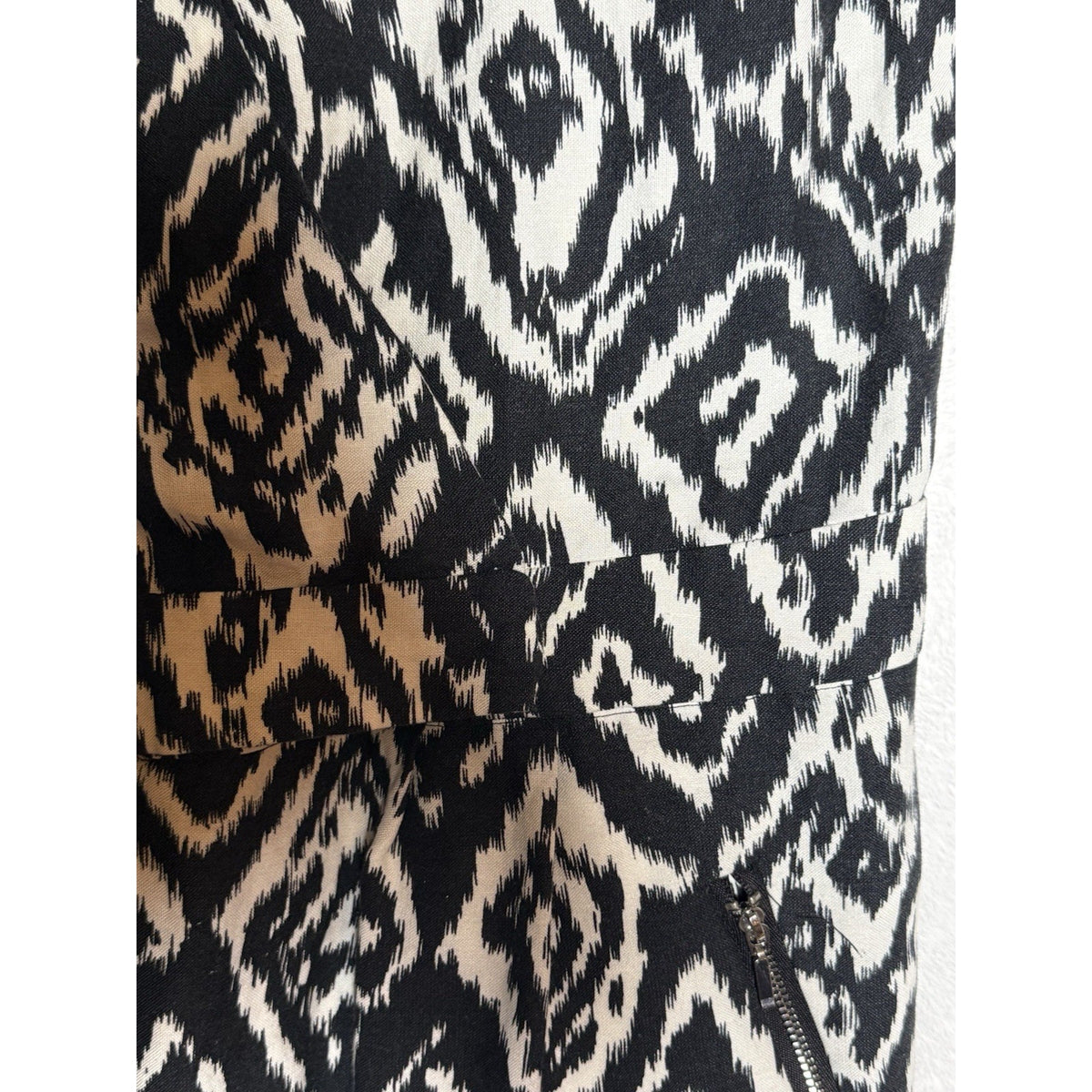 Ashley Stewart Linen Blend Jumpsuit Size 20 Black Tan Ikat Zip Slash Pockets