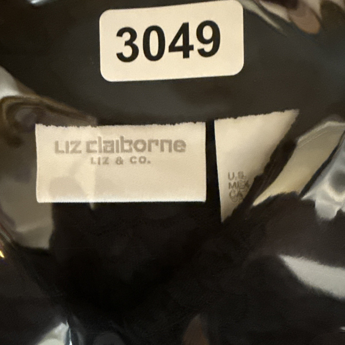 Liz Claiborne Lace Blouse Womens S Black Button Front Sheer Floral Top