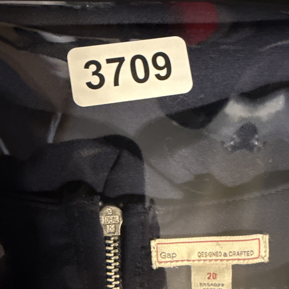 Gap Designed & Crafted Navy Shift Dress Size 20 3/4 Sleeve Back Zip Stretch
