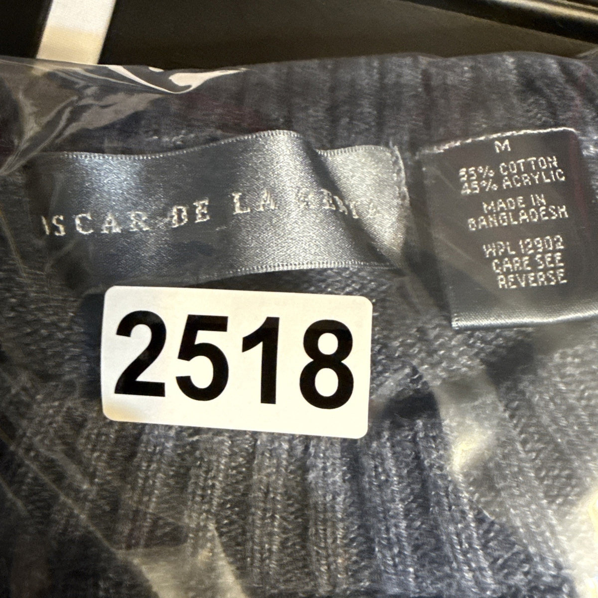 Oscar de la Renta Men’s Gray Textured Knit Crewneck Sweater Size M Cotton Blend