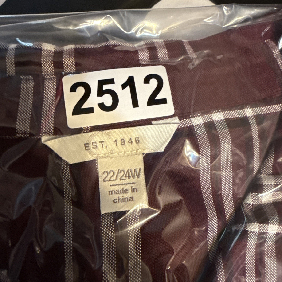 Cato Plaid Bell Sleeve Tunic Top Burgundy Button Front Women’s 22/24W Rayon