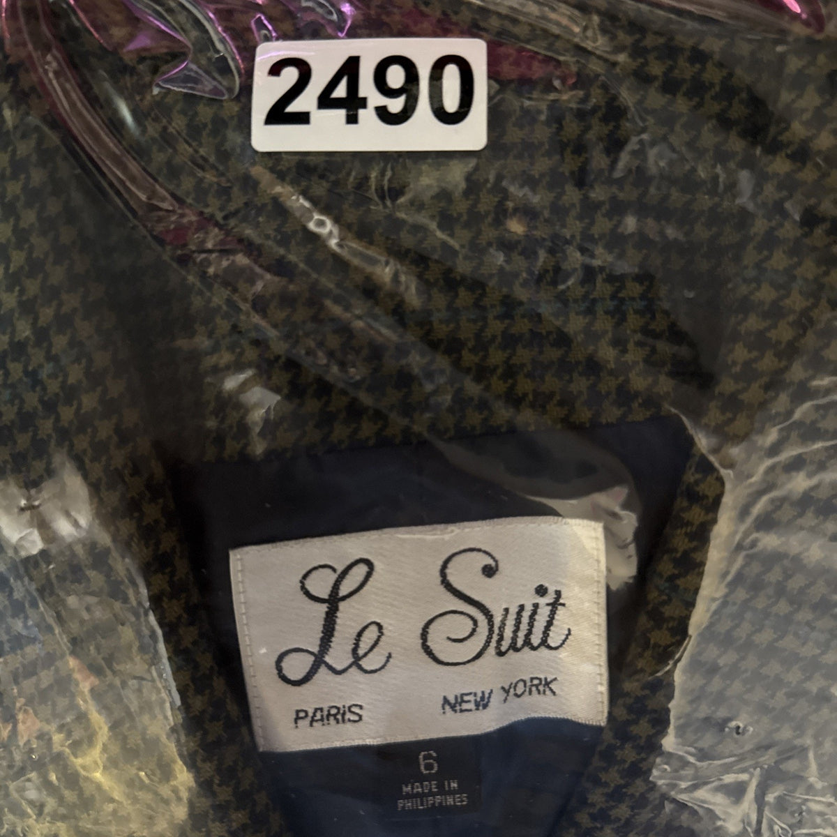 Le Suit Women’s Blazer Size 6 Brown Houndstooth Double Breasted Vintage