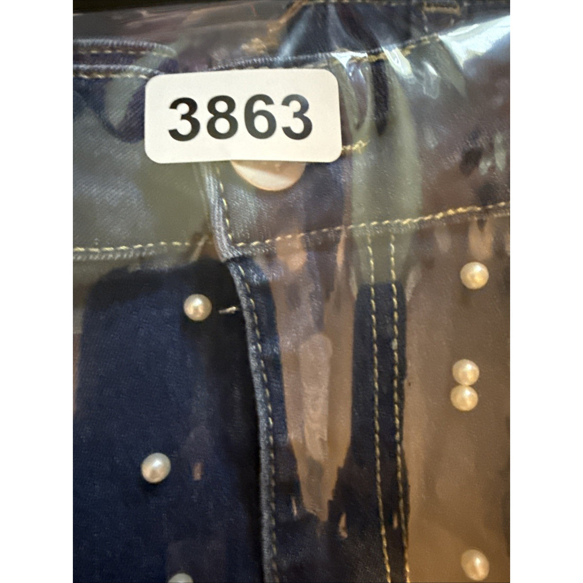 Plus Size Pearl Studded Denim Skirt 3XL Frayed Hem Stretch Jean