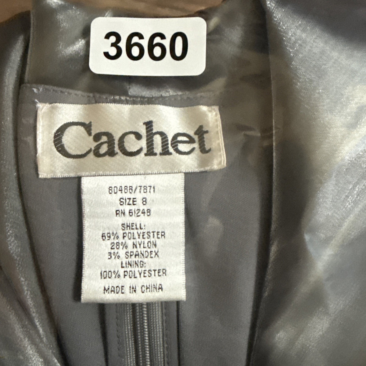 Cachet Silver Metallic Pleated Jacket Blazer Size 8 Dressy Evening Career