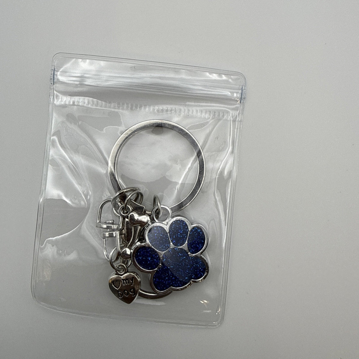 Sapphire Nights Paw Print Dog Keychain Purse Charm Dog Lover Gift Handmade