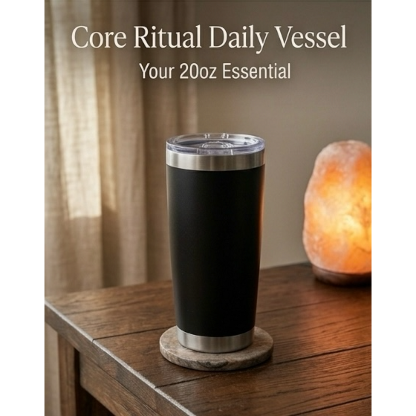 Obsidian Matte Black 20oz Stainless Steel Tumbler | Double Wall Insulated | Morning Ritual Cup