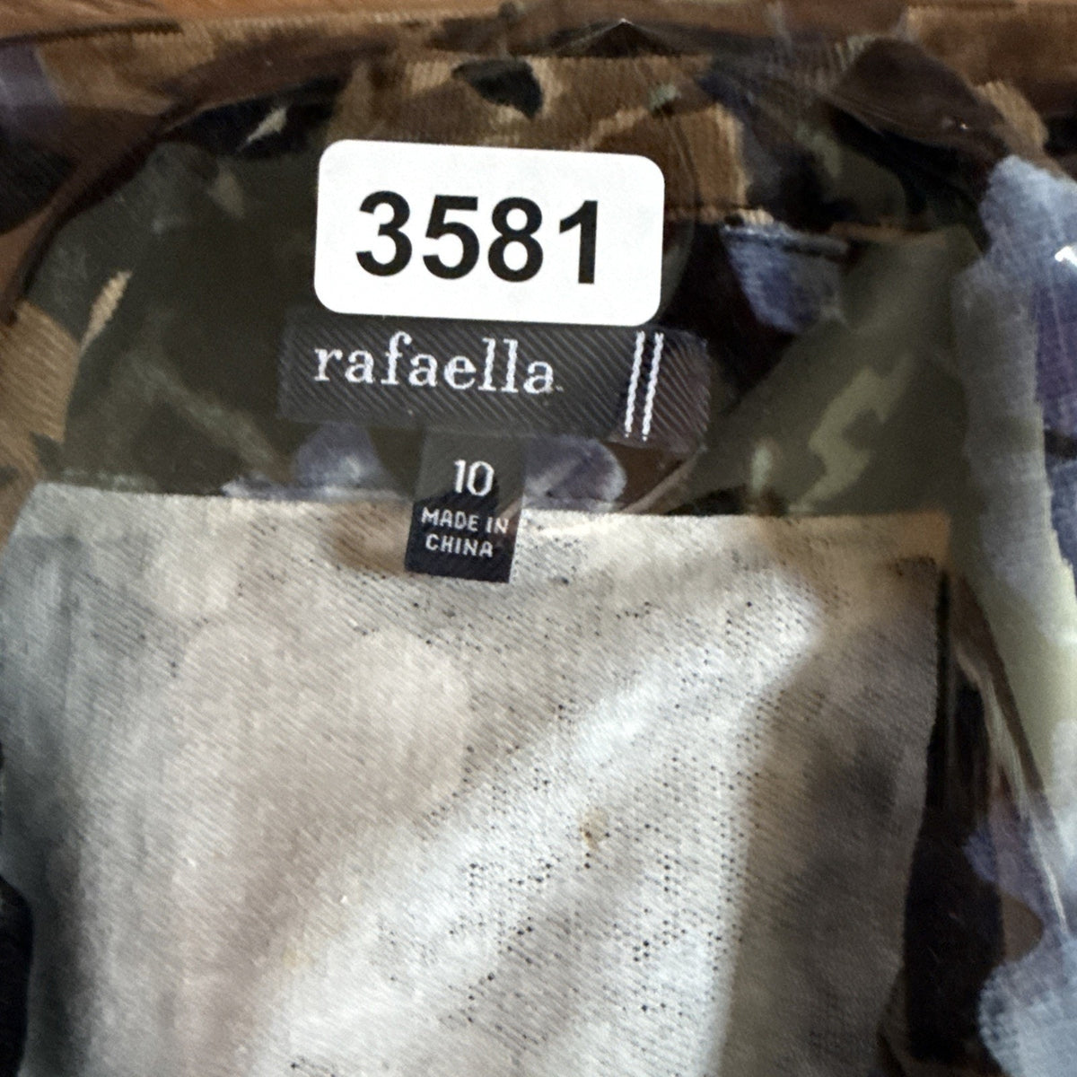 Rafaella Floral Jacket Womens 10 Black Blue Brown Stretch 3 Button Front Career