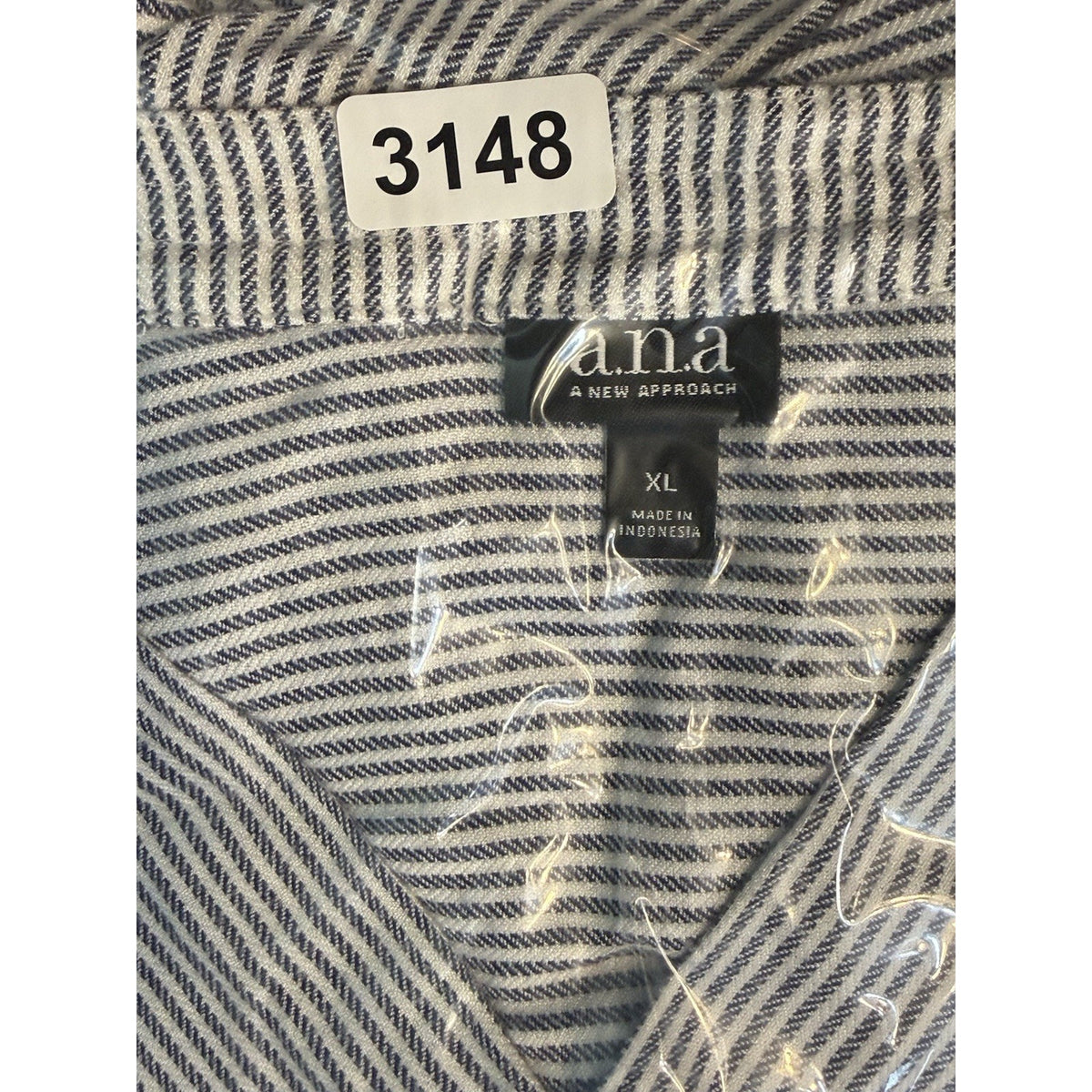 a.n.a XL Blue White Striped Rayon Sleeveless Surplice Blouse Coastal Minimalist