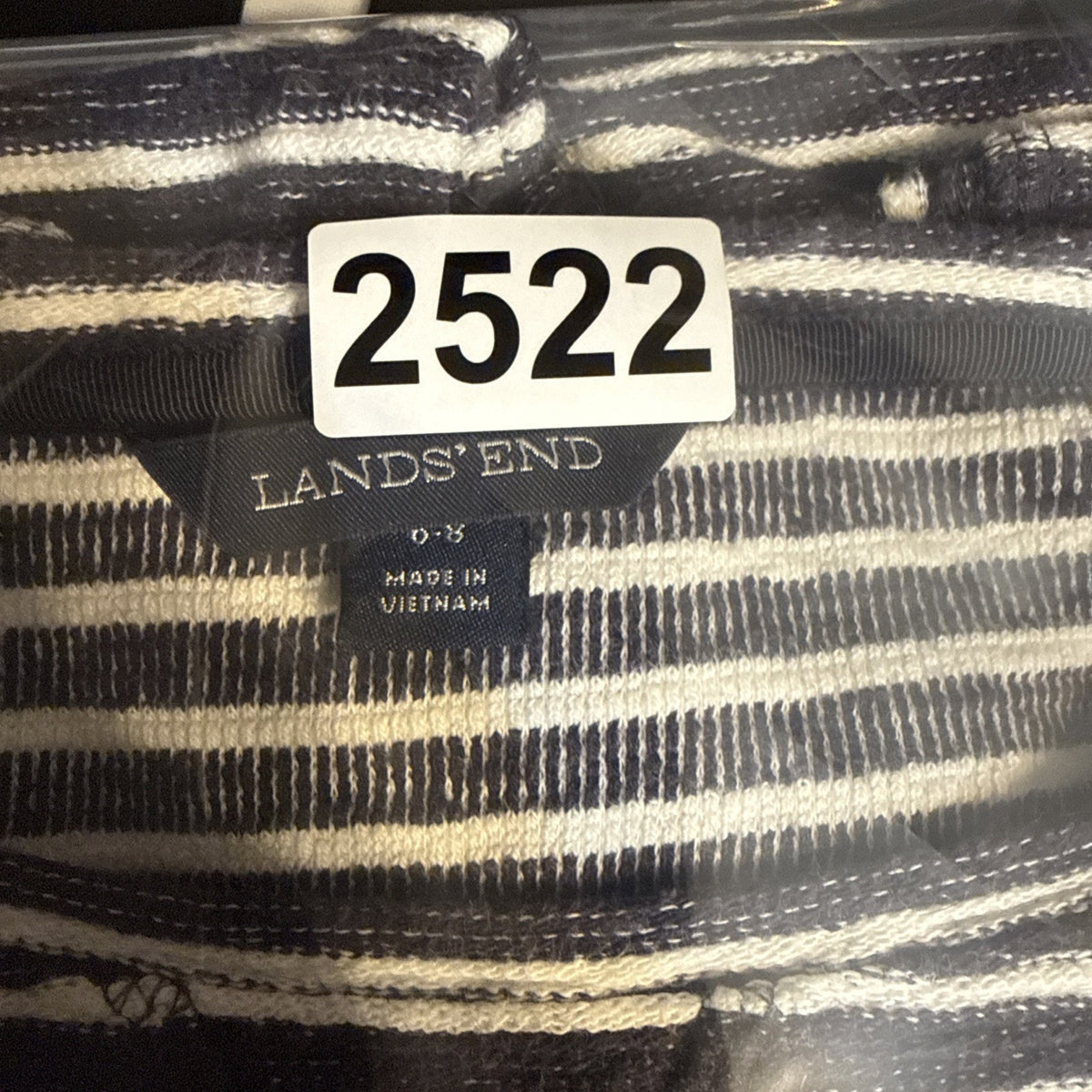 Lands’ End Black White Striped Knit Top Womens 6–8 Long Sleeve Pullover