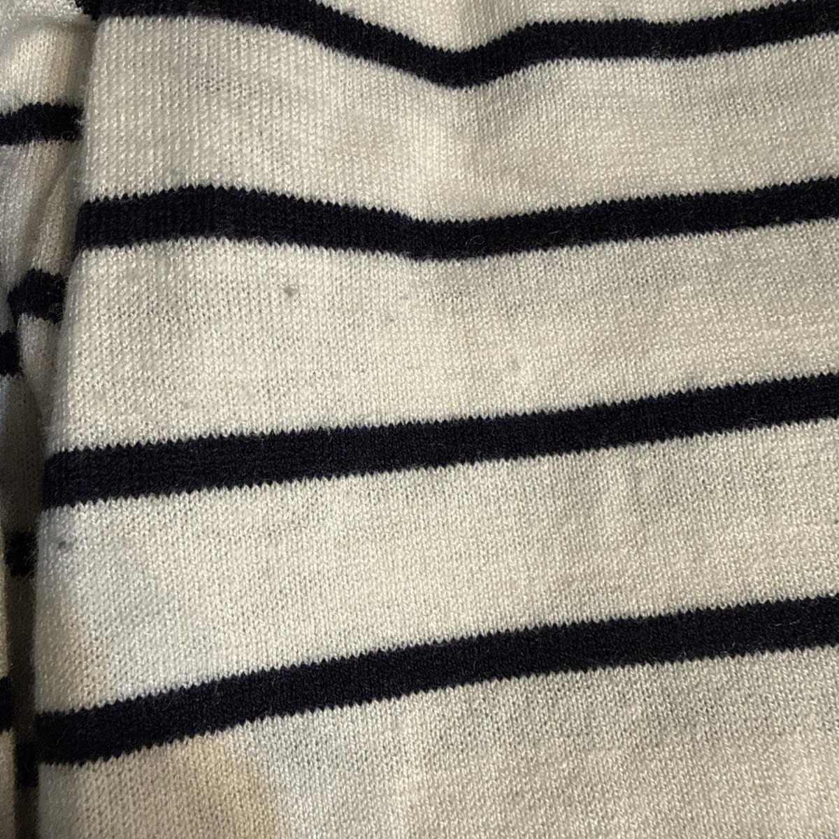 LOFT Striped Sweater Bird Embellished Beaded Navy-White Knit Size M