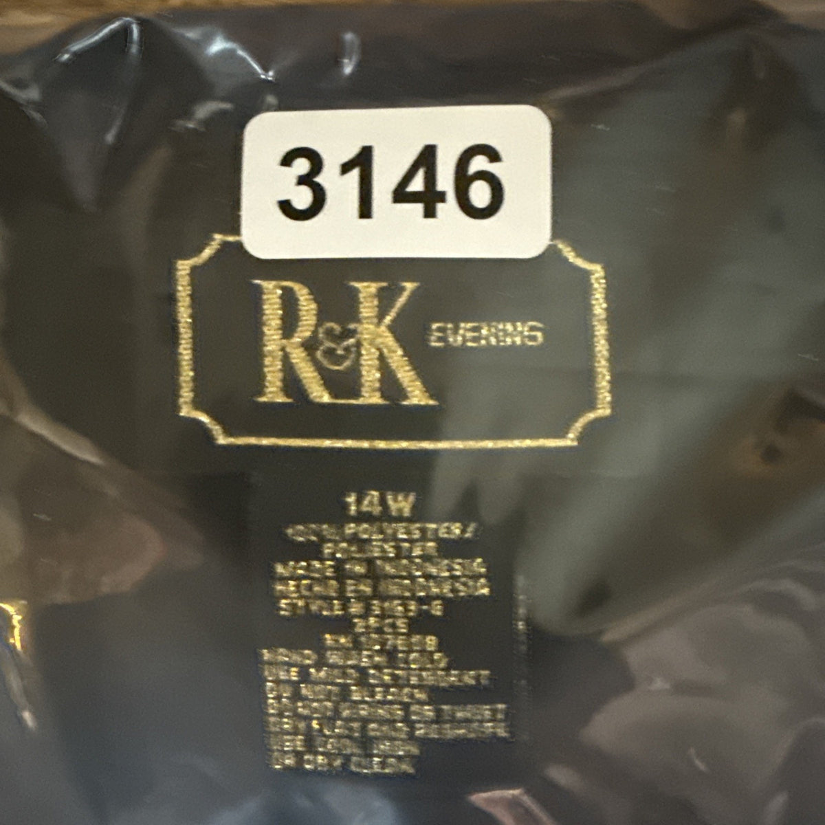 R&K Evening Black Sheer Open Back Textured Blouse 14W Button Front Shimmer Top