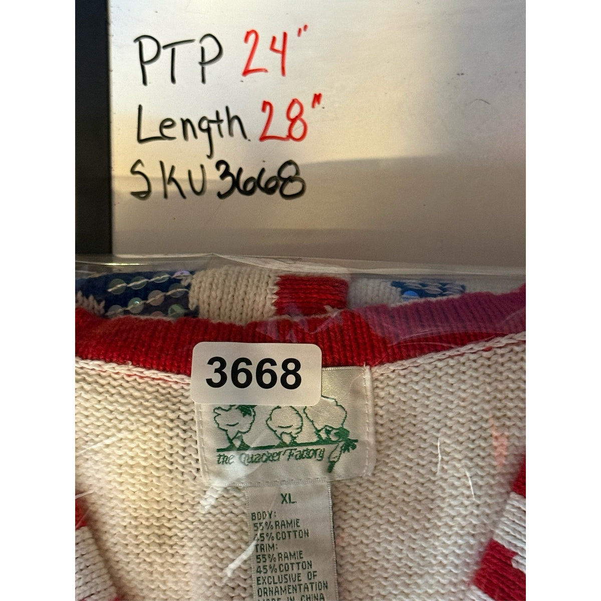 Quacker Factory Womens Patriotic Cardigan Sweater Stars Stripes USA Sz XL