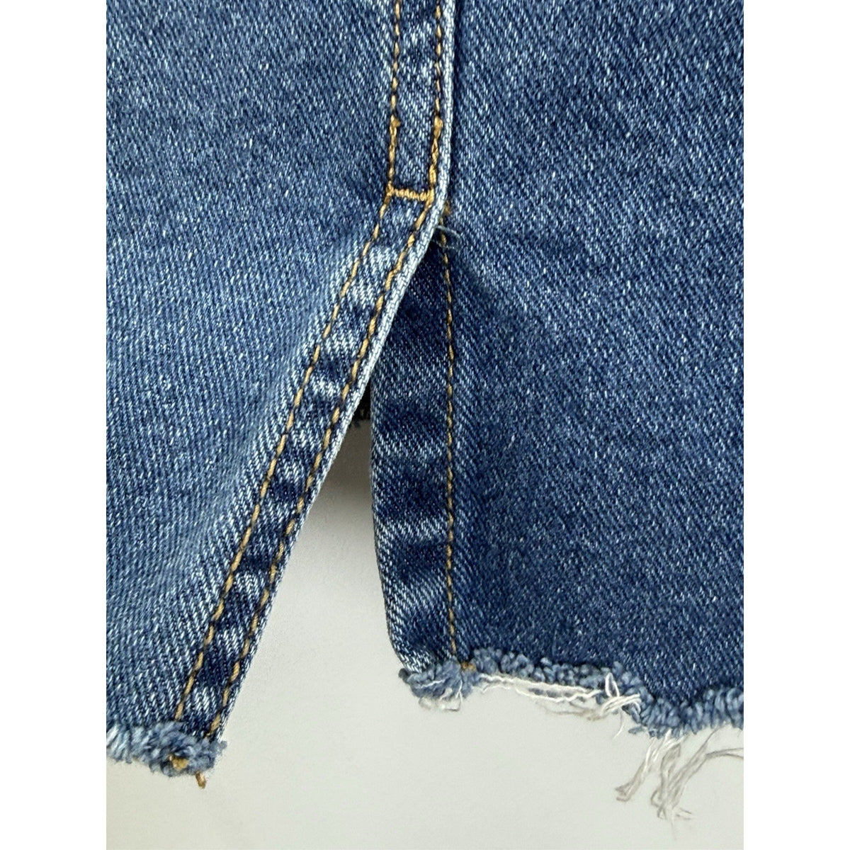 Style & Co Denim Skirt Women’s 16 Stretch Jean Skirt Raw Hem Distressed Midi