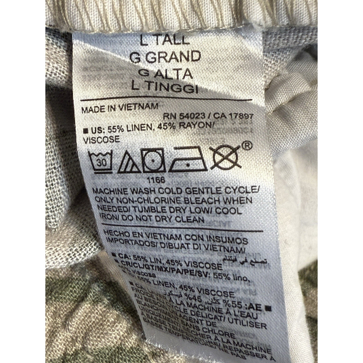 Old Navy Linen Rayon High Rise Straight Taper Pants Leaf Print L Tall