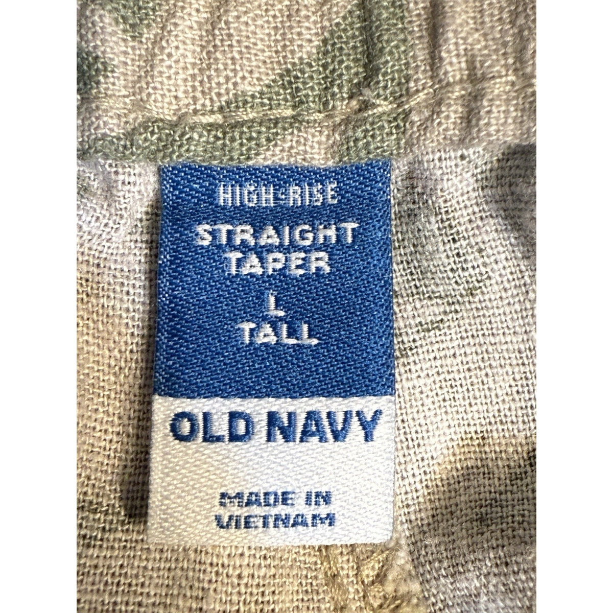 Old Navy Linen Rayon High Rise Straight Taper Pants Leaf Print L Tall