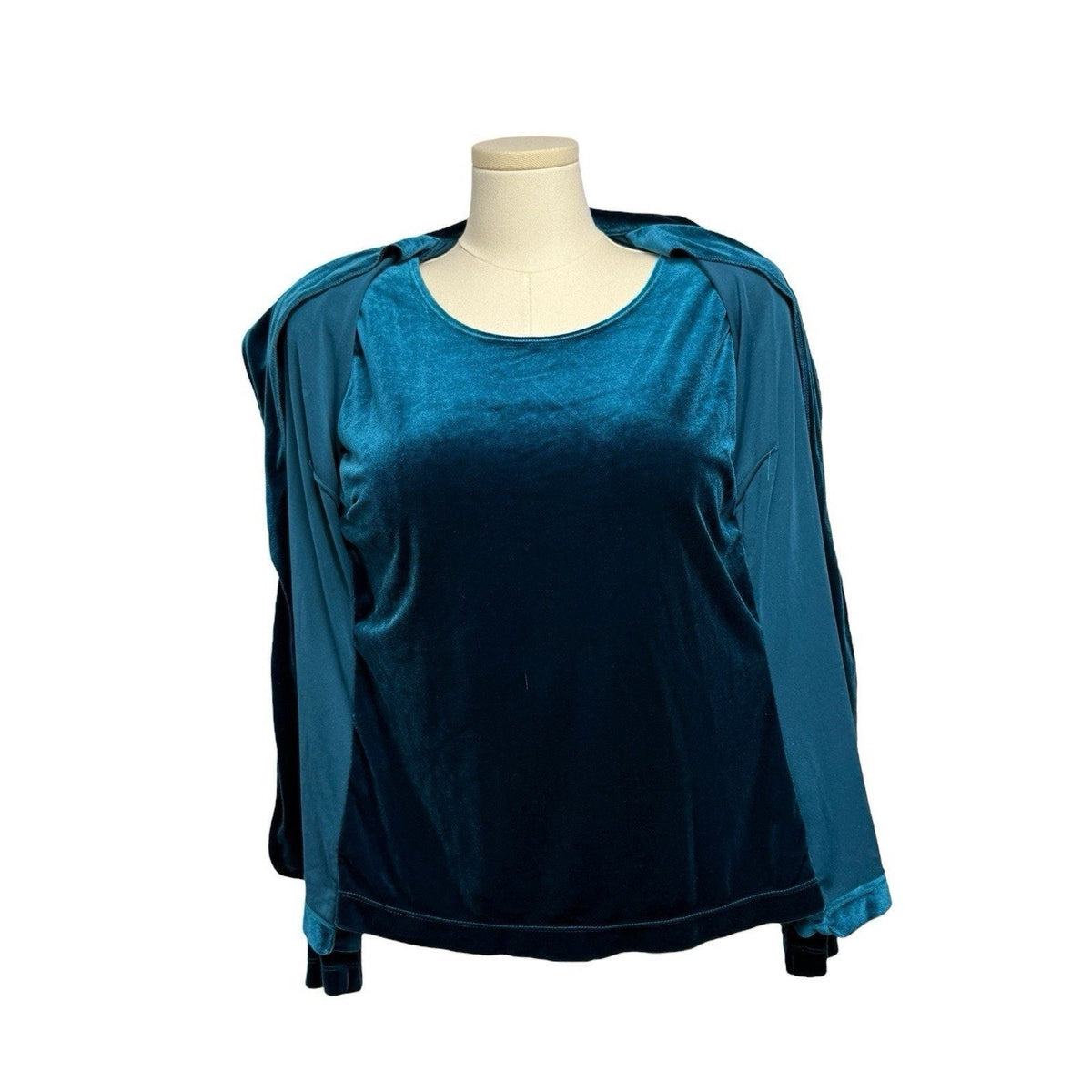 Notations XL Women’s Blue Velvet Faux Twin Set Blazer Jacket & Tank Attached