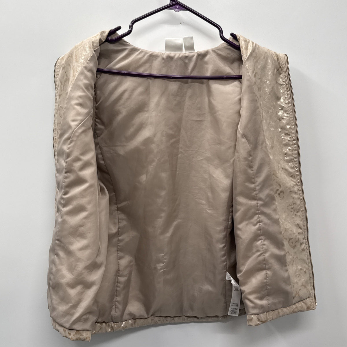 CHICO'S ZENERGY Neema Vest Sz 1 (M) Gold Leopard Quilted Pockets Full Zip Womens