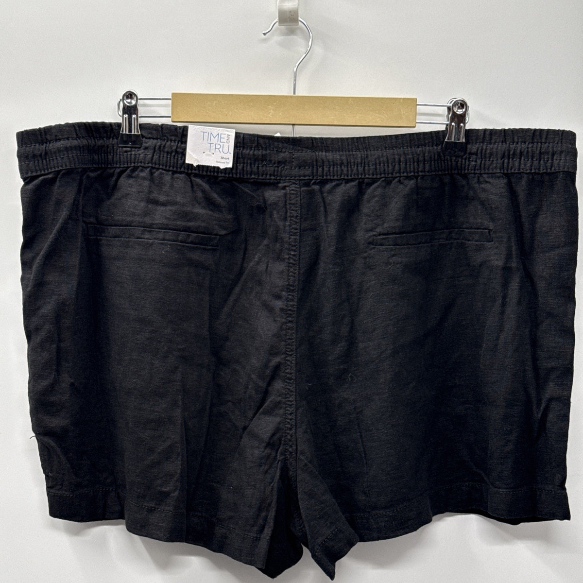 Time and Tru Black Linen Blend Pull On Shorts Women’s XXXL 22 Relaxed