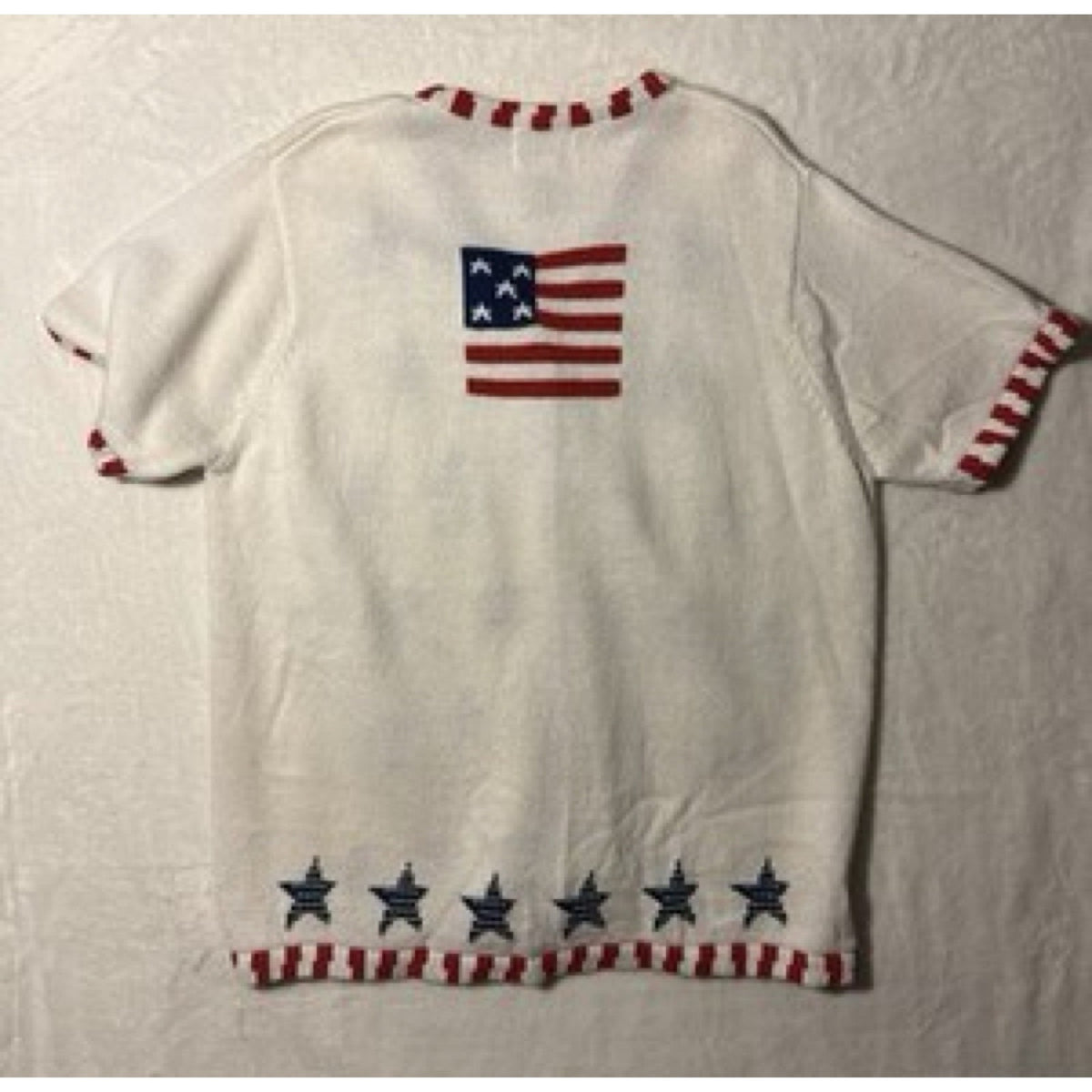 Quacker Factory Womens Patriotic Cardigan Sweater Stars Stripes USA Sz XL