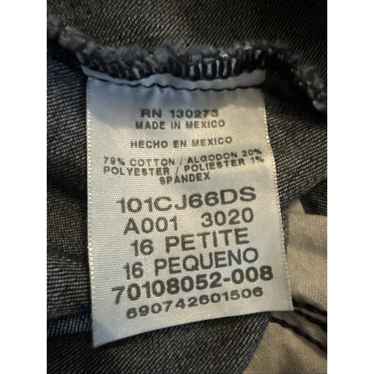Chic Jeans Women Sz 16 Petite Denim Elastic Waist Pull On Straight Leg Stretch