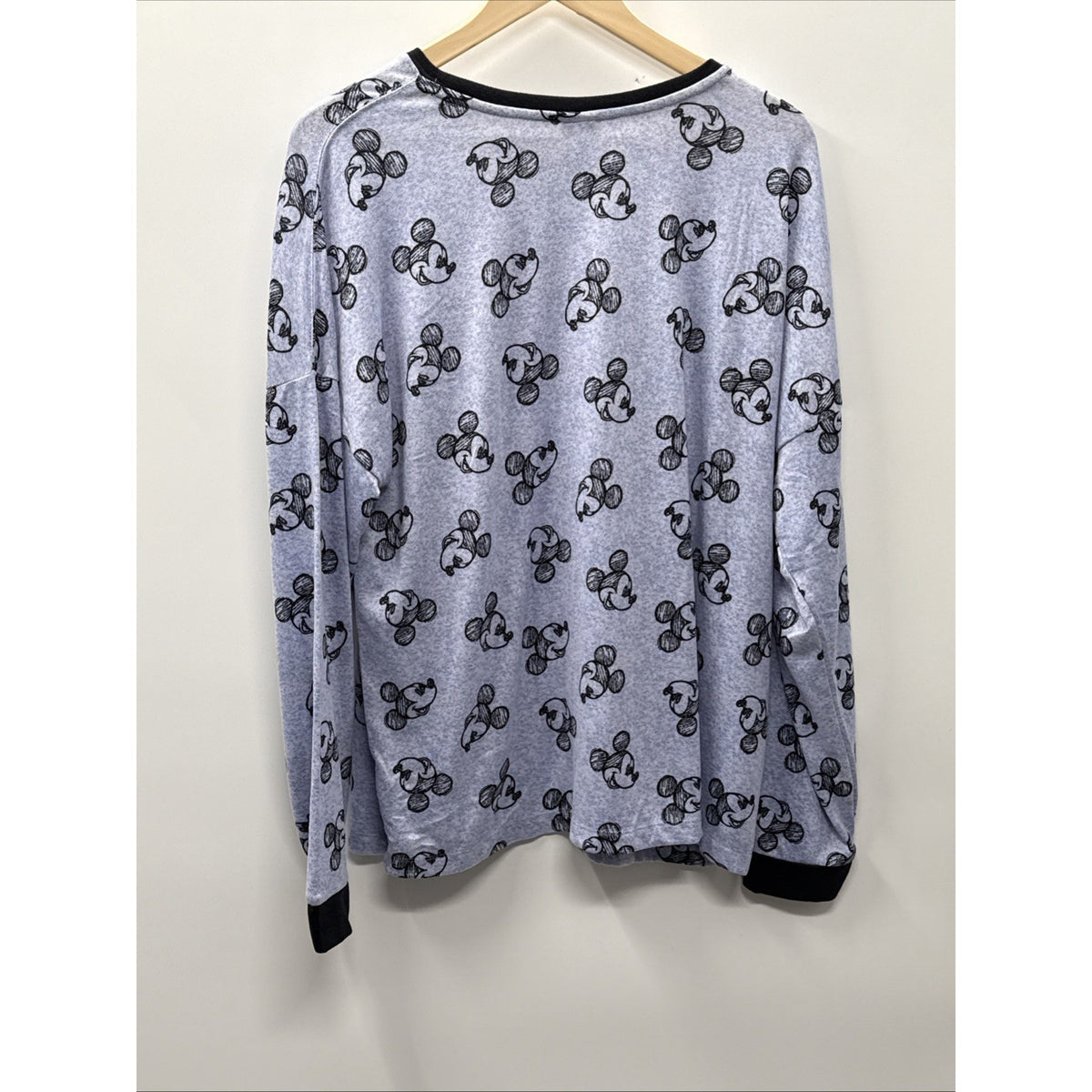 Disney Mickey Mouse Top Women XL Blue Sketch Print Long Sleeve Loungewear