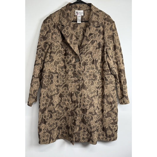 Maggie Sweet Jacket Petite XL Brown Floral Tapestry Blazer Vintage Style