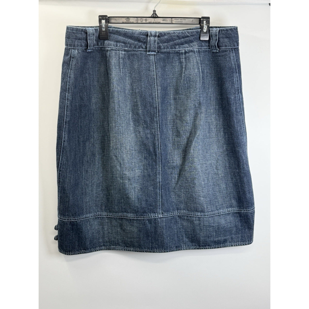 Venezia Denim Skirt Womens 18 Blue Y2K Button Detail Pocket Midi Jean Skirt