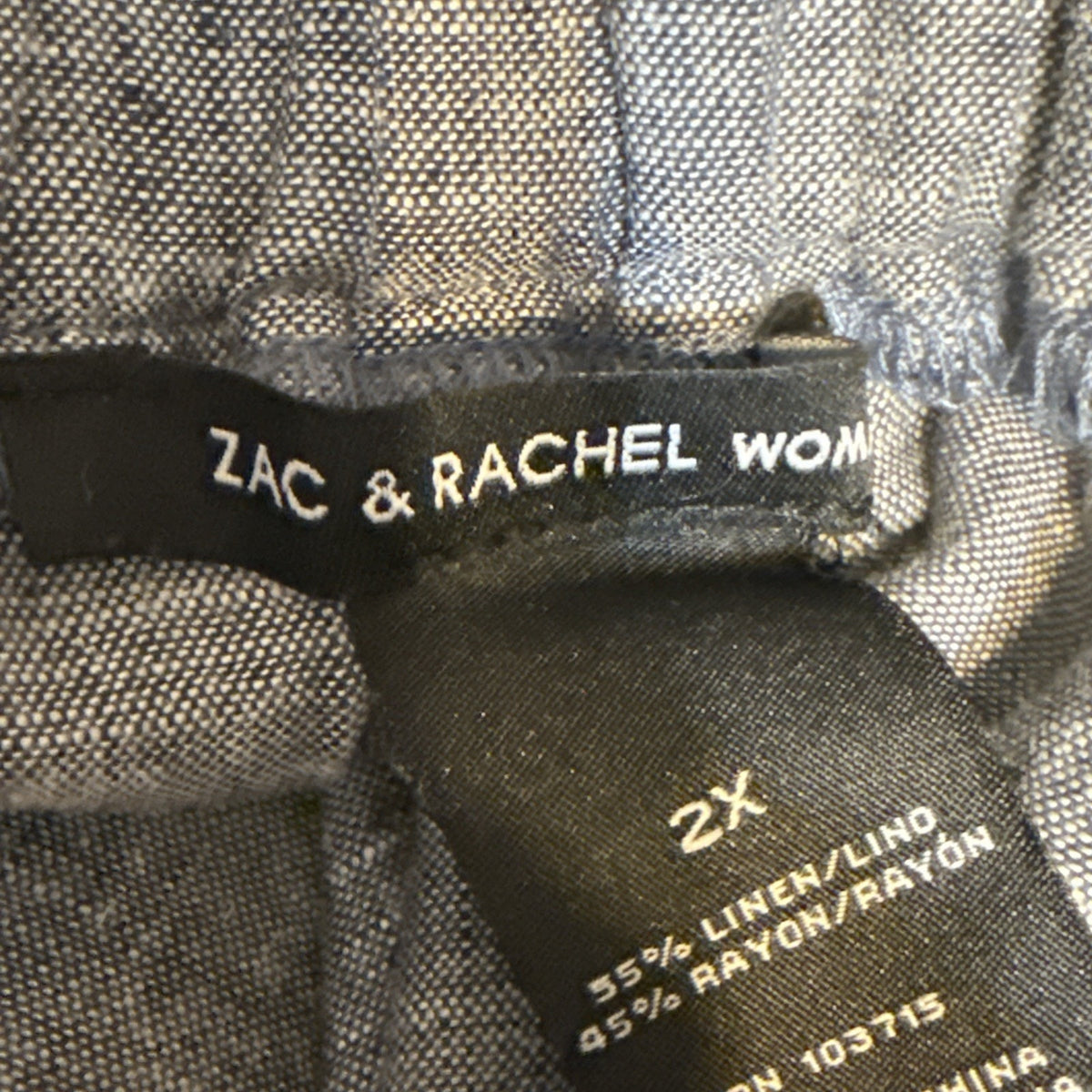 Zac & Rachel Women’s 2X Gray Linen Blend Pull On Pants Elastic Waist