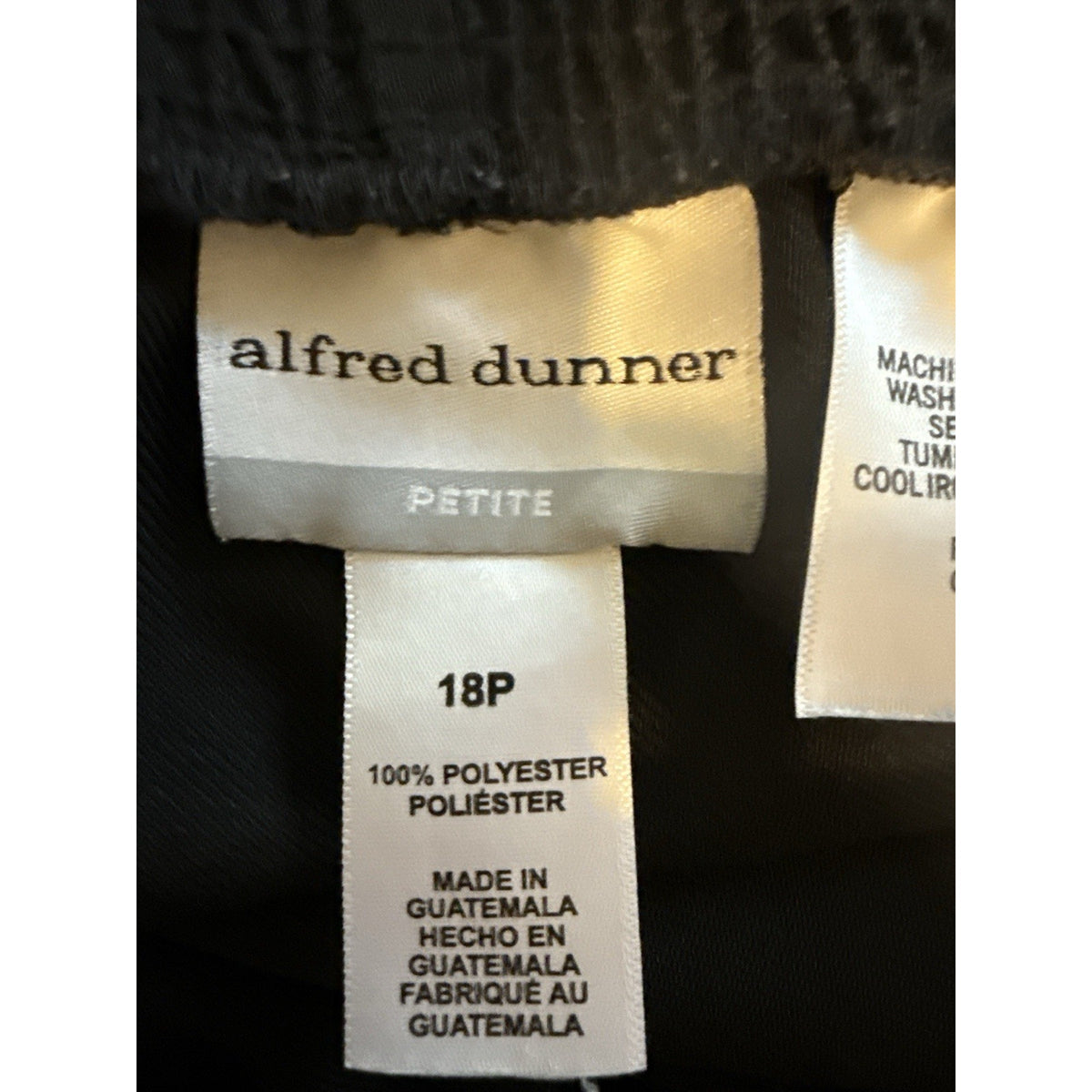 Alfred Dunner Petite 18P Pull-On Pants Black Elastic Waist Straight Leg