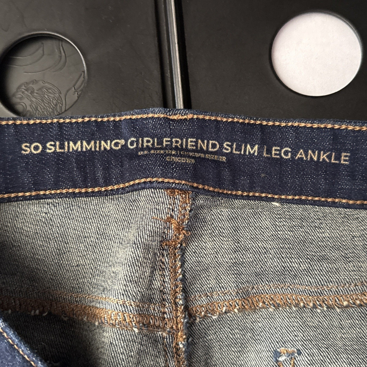 Chico’s So Slimming Girlfriend Jeans Women 12 Sequin Embroidered Ankle Denim Pan