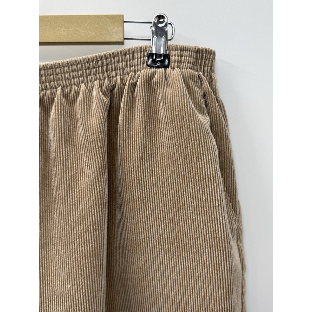 Alfred Dunner Corduroy Pull On Pants Womens 20 Beige Elastic Waist Wide Leg