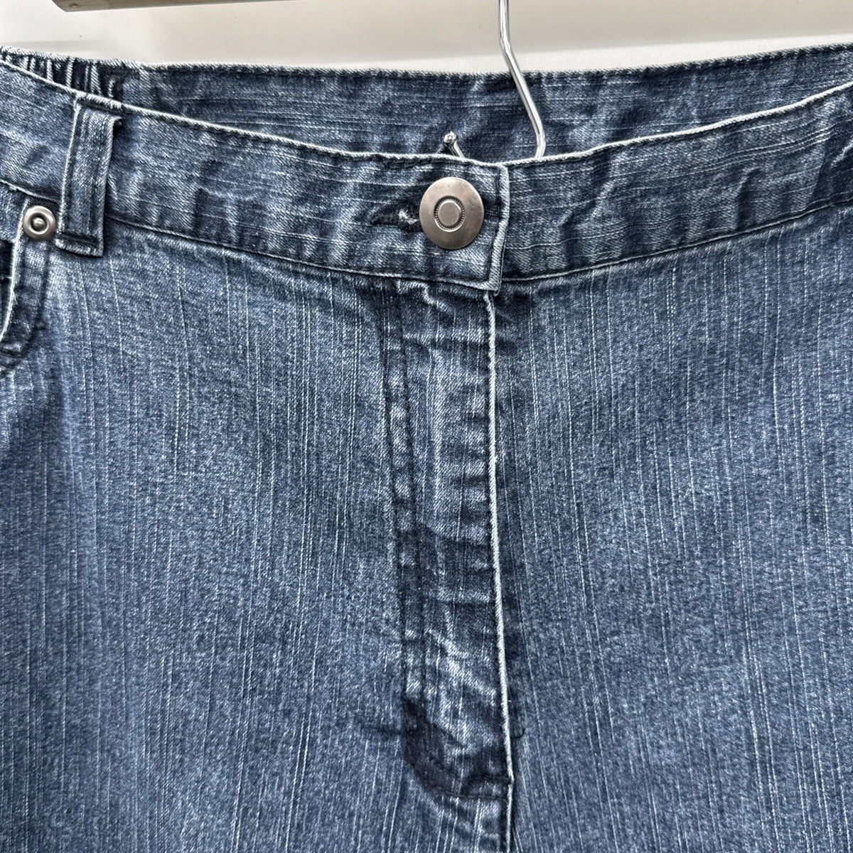 Ruby Rd Petite Straight Leg Jeans Blue Denim Sz 16P Zip Button Elastic Sides