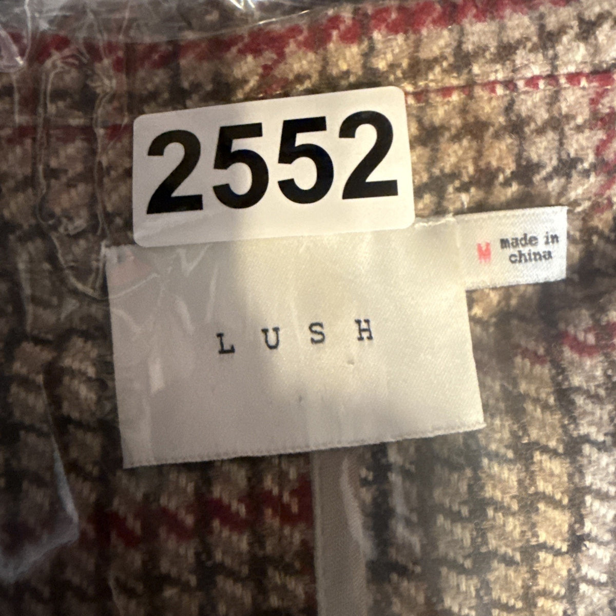 LUSH Dark, Academia Camel /Red Plaid Blazer Jacket Women Medium? One Button