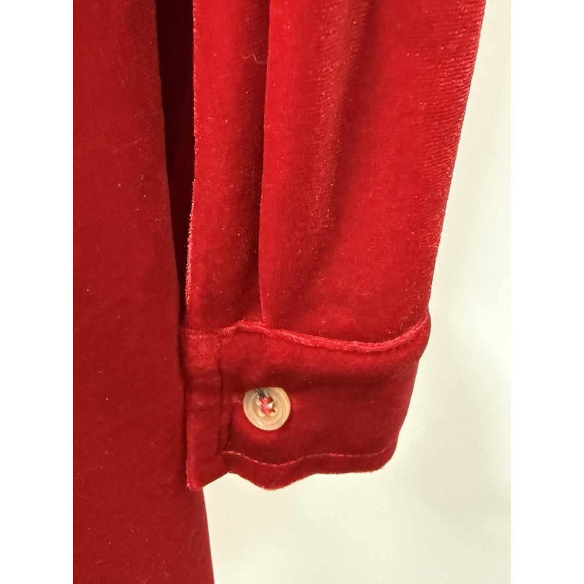 Womens Red Velvet Babydoll Dress M Button Front Long Sleeve Holiday Whimsigoth