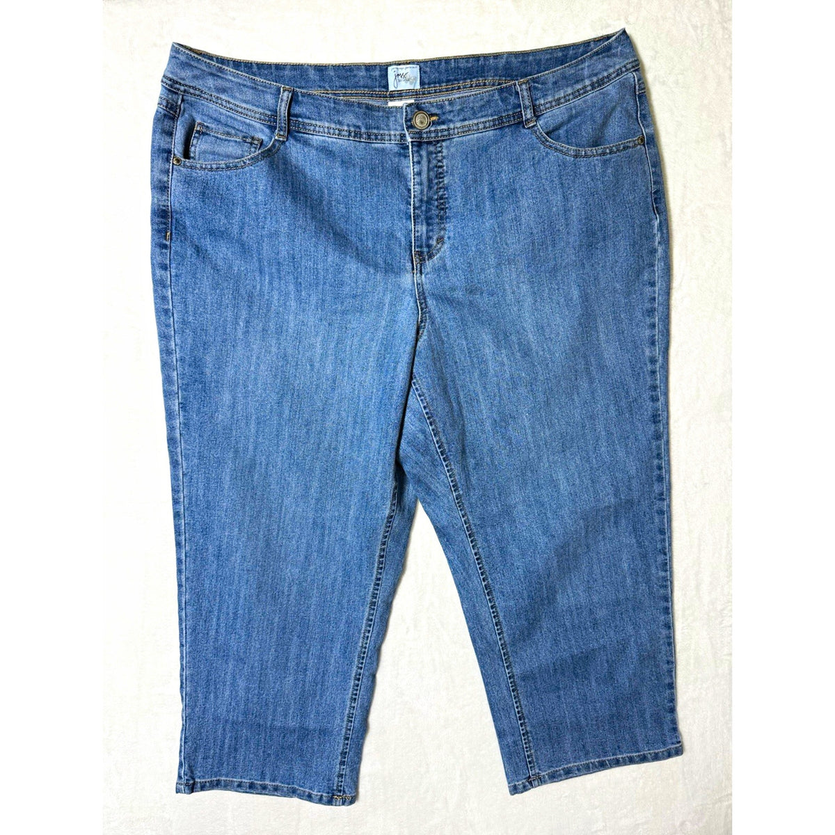 Just My Size Women 22W Blue Havana Wash Stretch High Rise Cropped Jeans