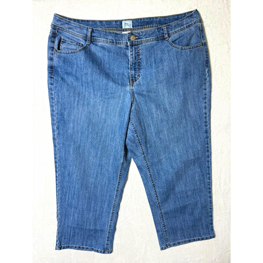 Just My Size Women 22W Blue Havana Wash Stretch High Rise Cropped Jeans