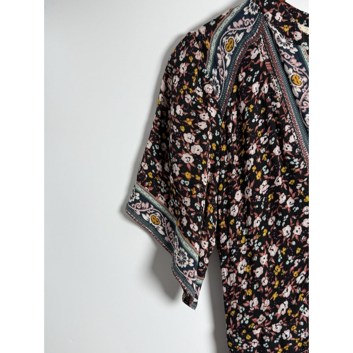 Knox Rose Gauzy Peasant Maxi Dress XS Empire Floral Print Boho Cottage Festival