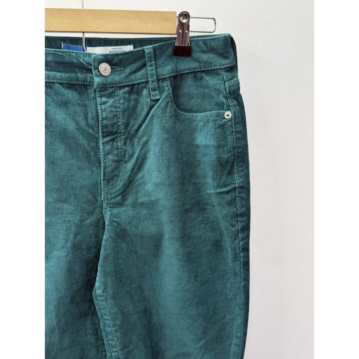 Old Navy Rockstar Super Skinny Corduroy Pants Women 4 Green High Rise Stretch
