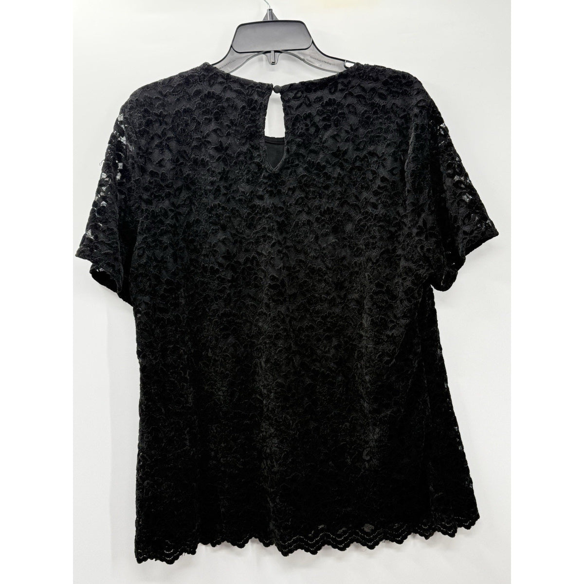 Teddi Rose Velvet Lace Top Womens XXL Black Burnout Short Sleeve Blouse