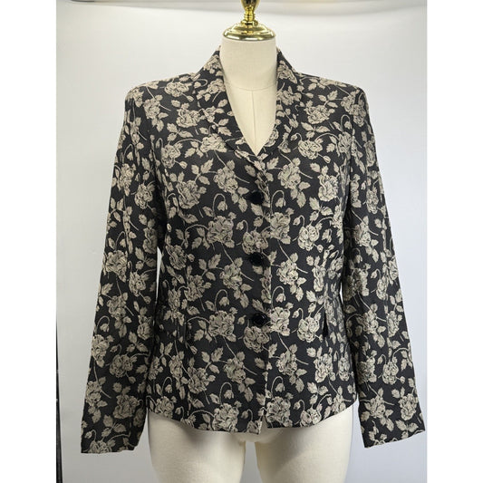 Jones New York Collection Floral Tapestry Blazer Jacket Women 12 Dark Academia