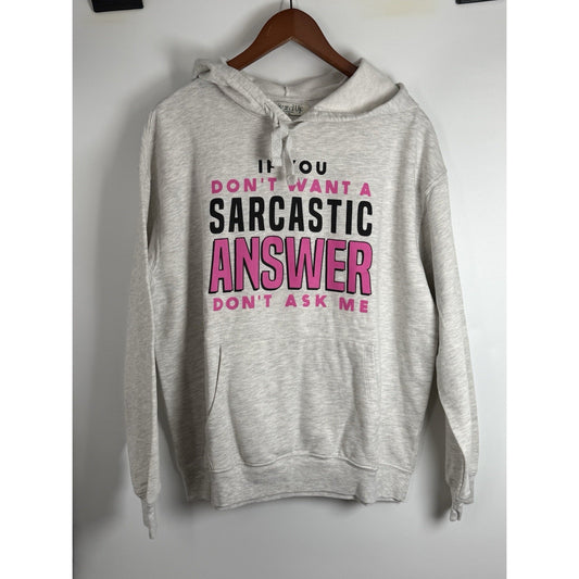 Wound Up Sarcastic Answer Graphic Hoodie Sweatshirt XXL Gray