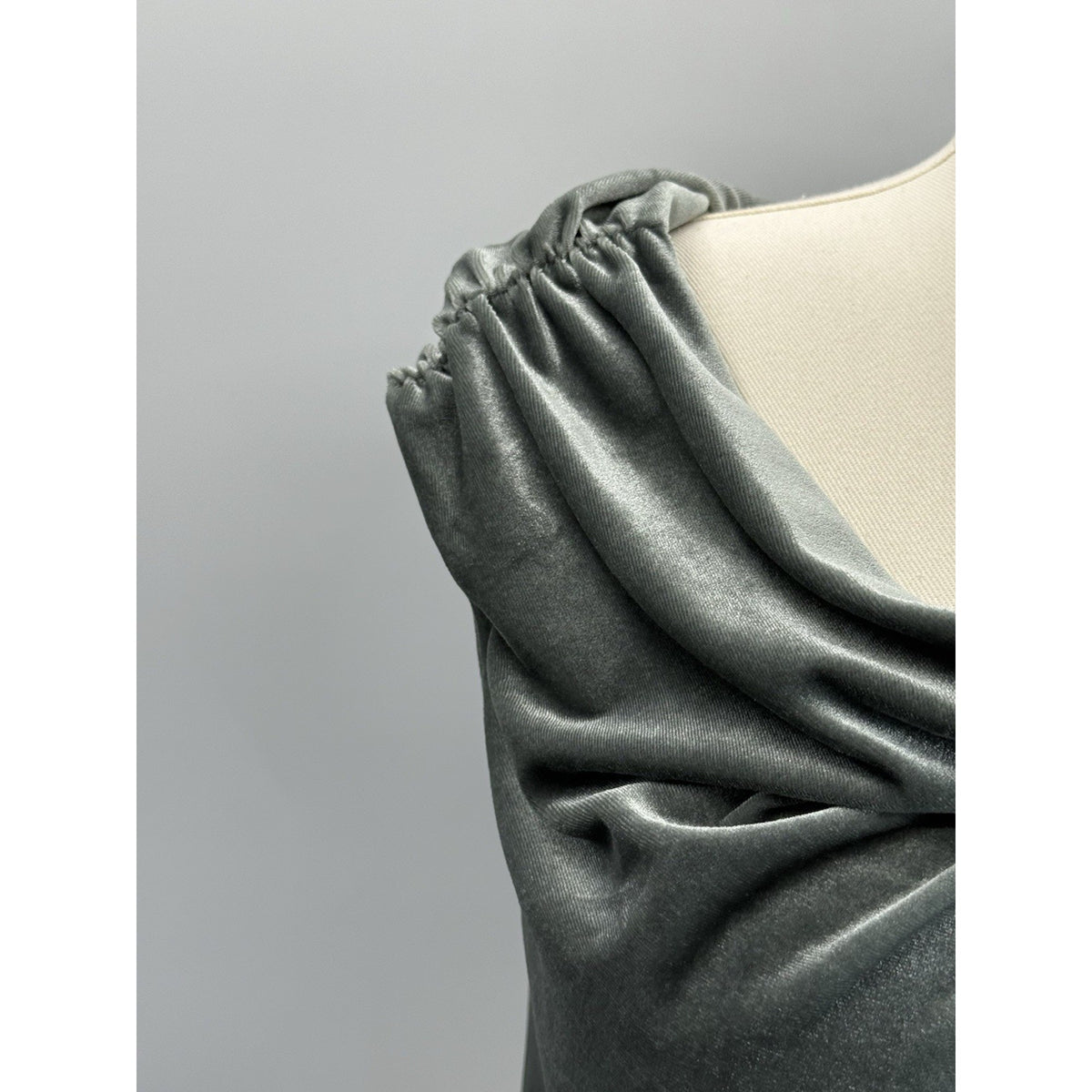 Banana Republic Sage Green Velvet Top Large Draped Neck Soft Glam Minimalist