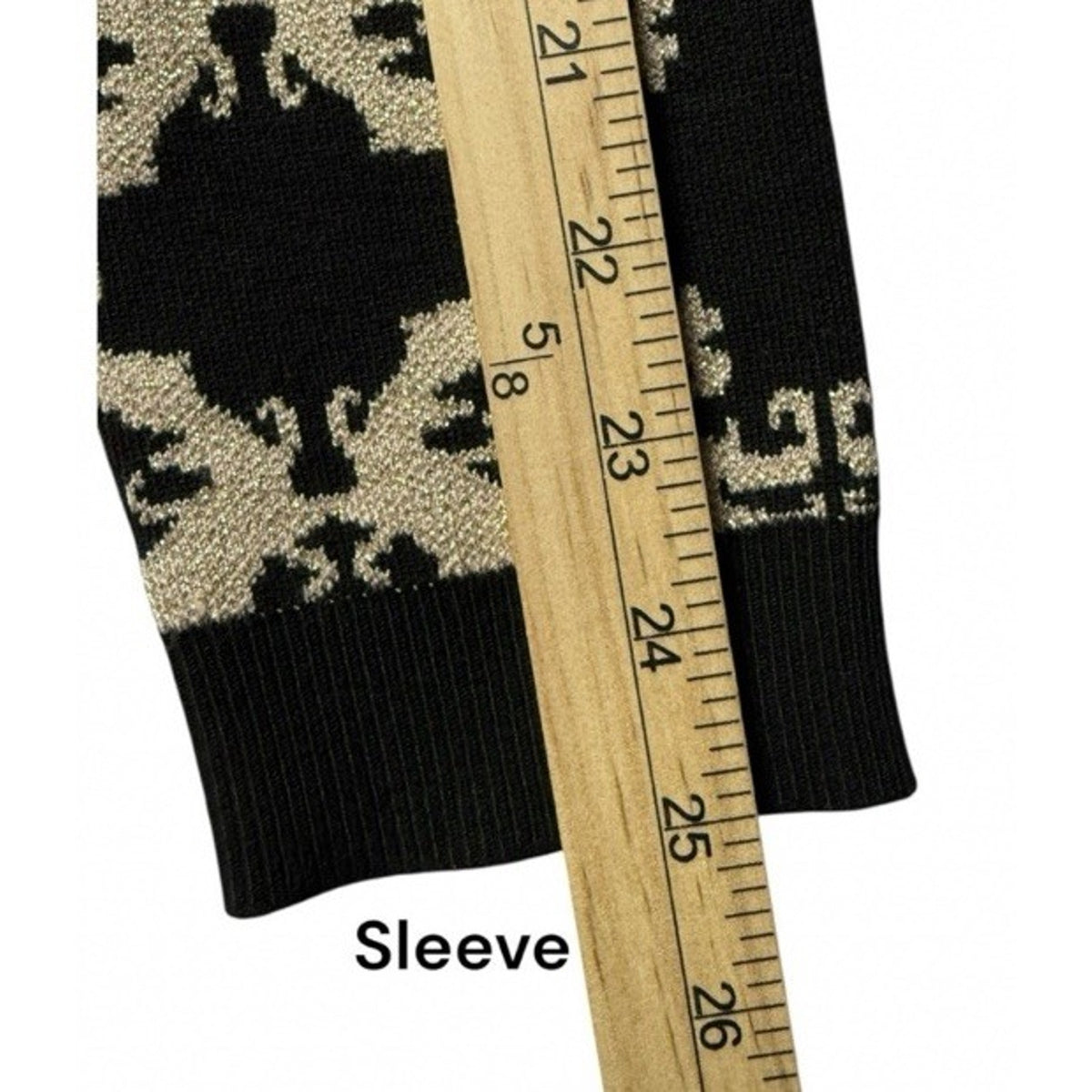 7th Avenue Design Studio Black Gold Metallic Knit Sweater L | Damask Print |