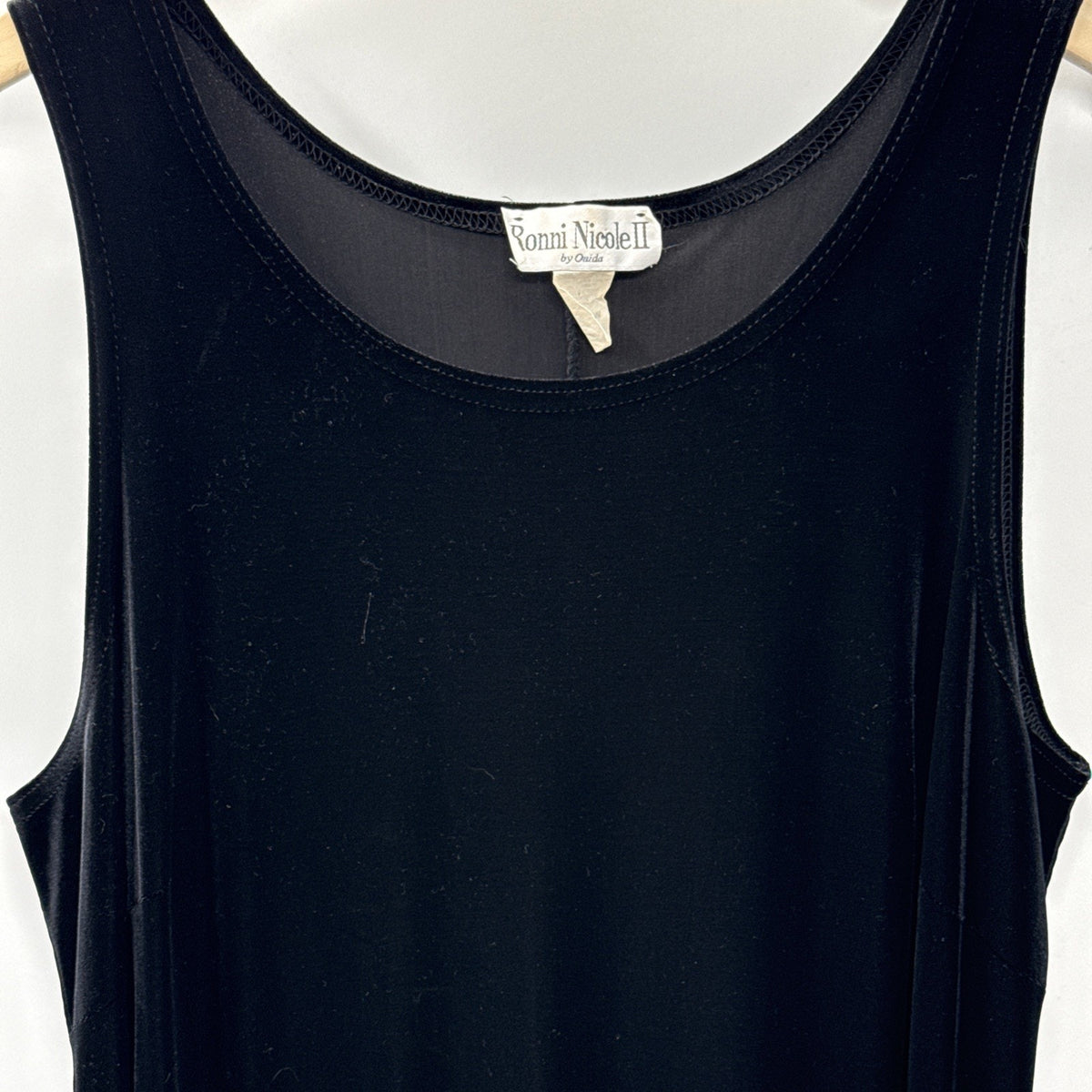 VTG Ronni Nicole II Black Velvet Maxi Dress 22W Sleeveless Side Slits Plus Size