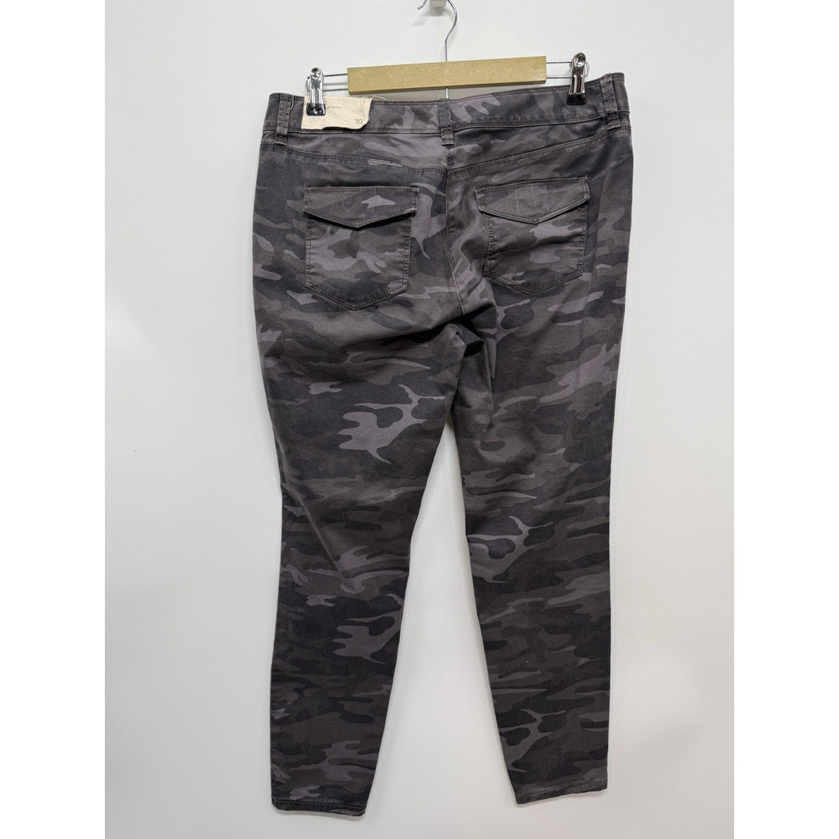 LOFT Women’s Gray Camouflage Skinny Pants Cotton Twill Stretch Mid Rise 29"